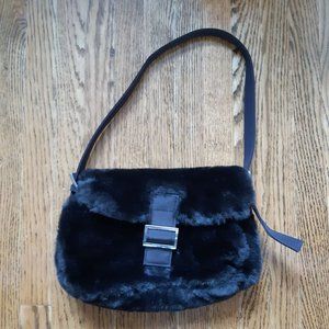 brown fur hand bag